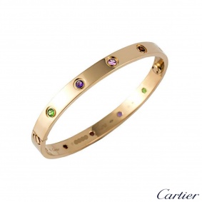 Cartier Rose Gold Coloured Stones Love Bracelet Size 16 B6036516